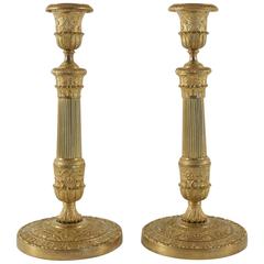 Empire Period Pair of French Ormolu Candlesticks, circa 1805