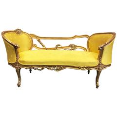19th Century French Rococo Style Louis XV Giltwood Settee