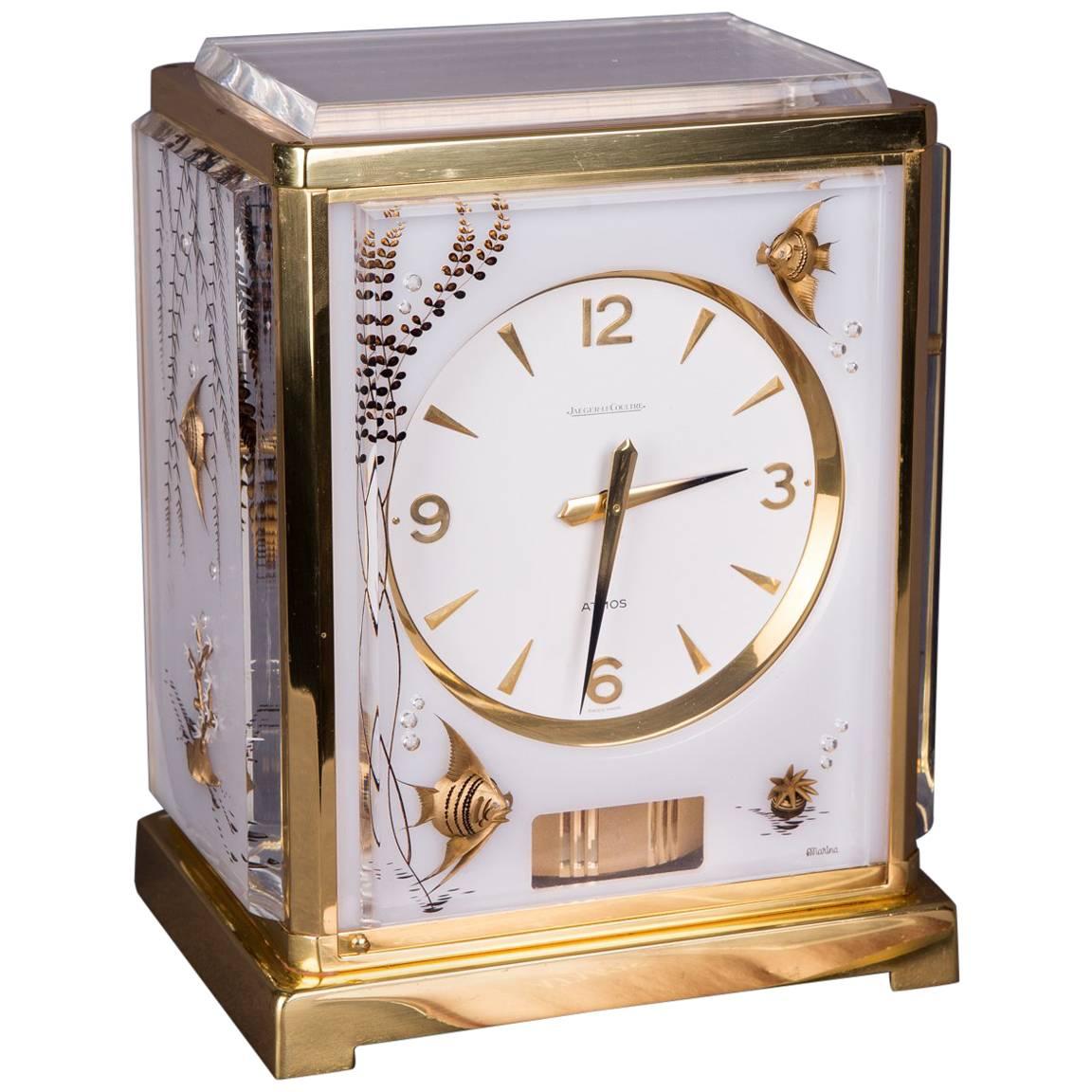 Rare Atmos Clock Jaeger Lecoultre Aquarium, Marina with Box