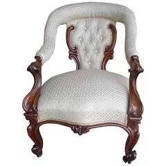 Victorian Carved Rosewood Open Armchair 8