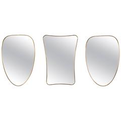 Collection of Three Brass Framed Wall Mirrors in the Style of Gio Ponti 2
