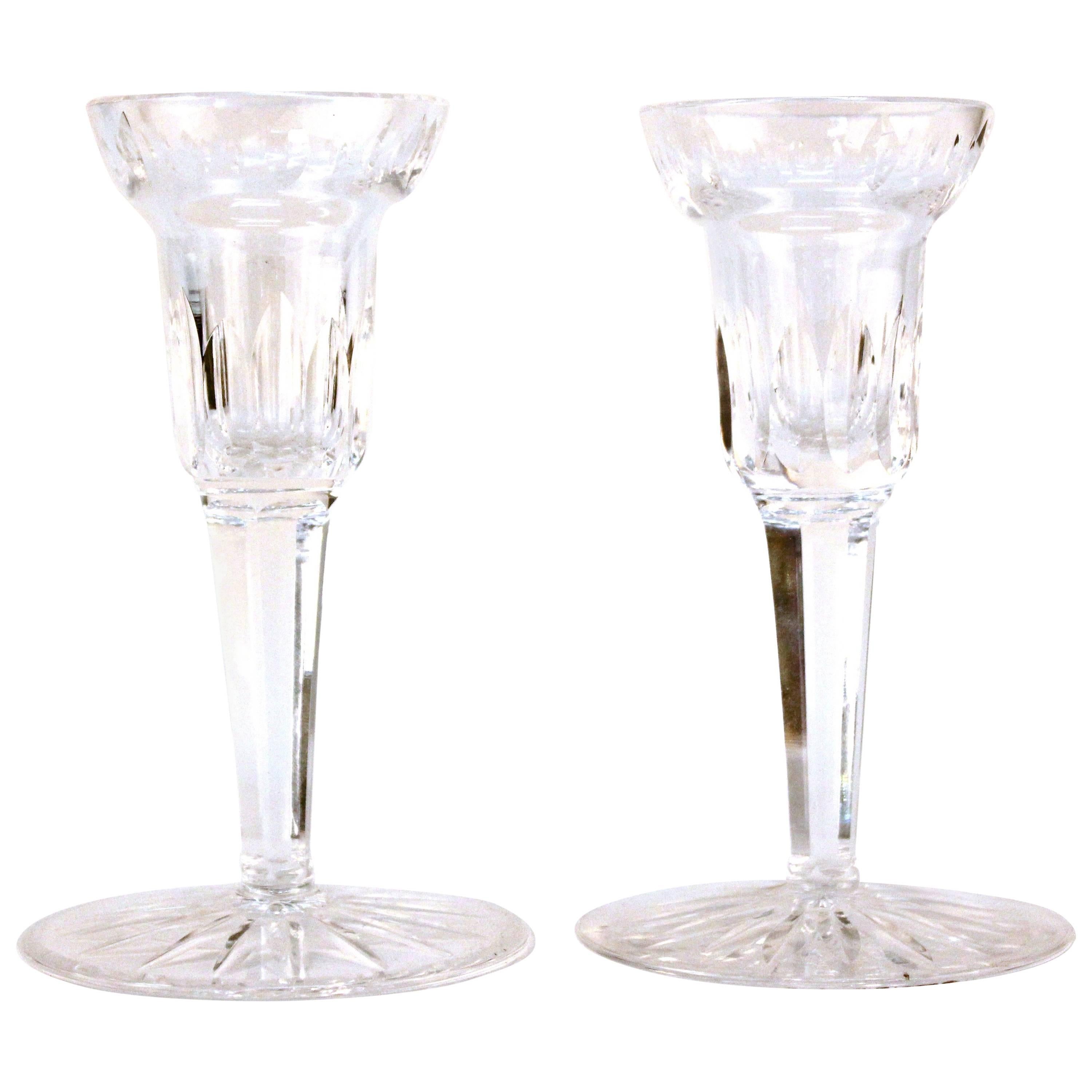 Pair of Clear Waterford Crystal Candlesticks