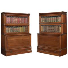 Pair of Mahogany Globe Wernicke Three-Section Bookcases