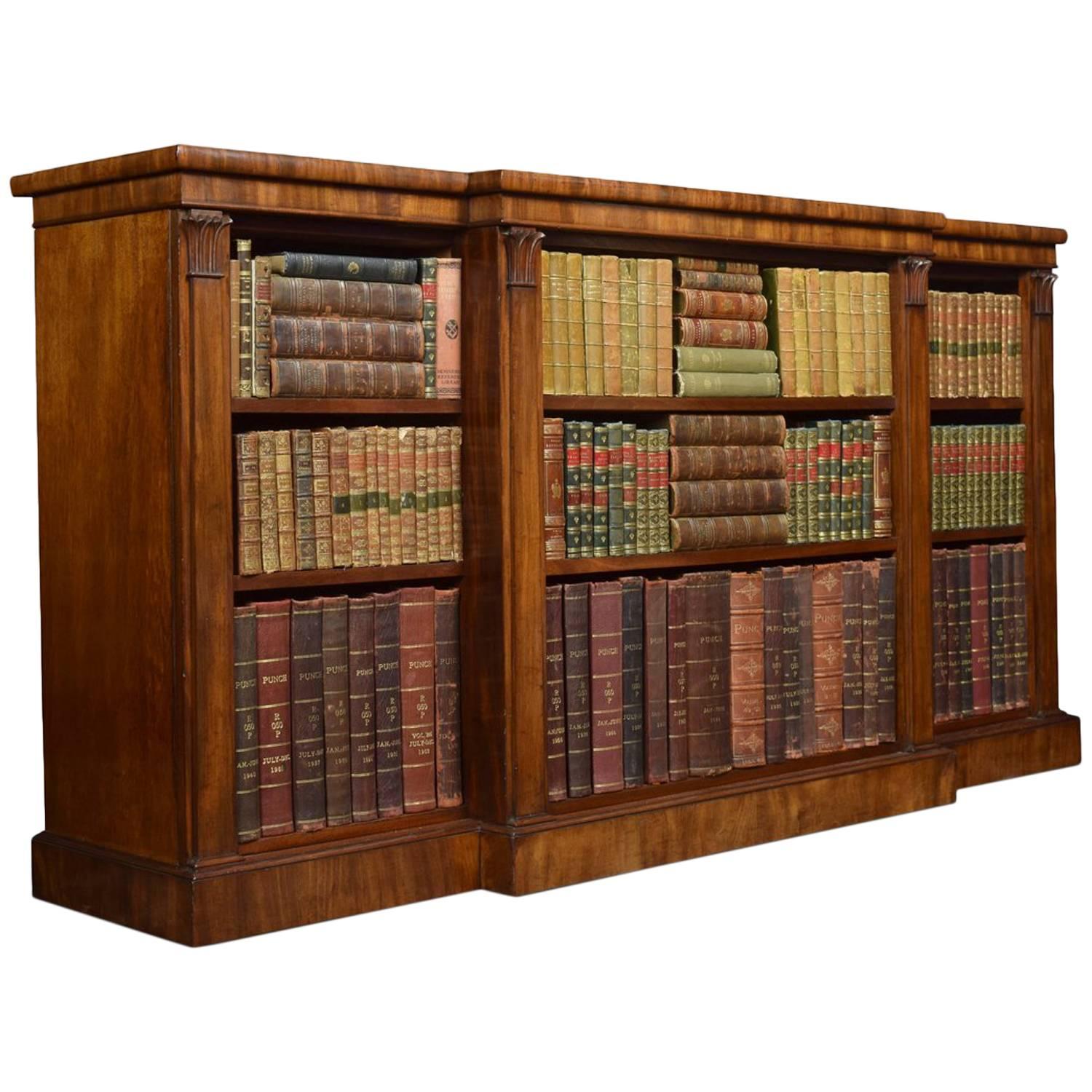 William IV Mahogany Breakfront Open Bookcase