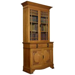 Art Nouveau Oak Two-Door Bookcase