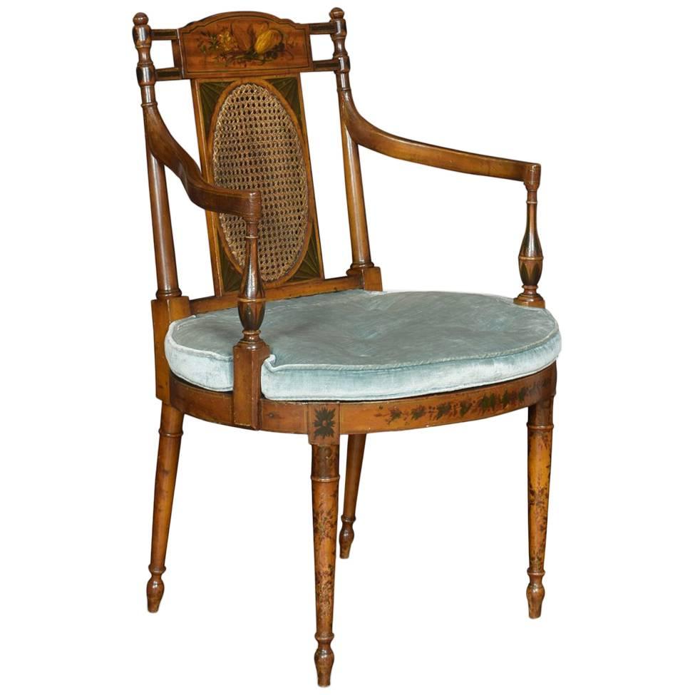 Neoclassical Style Satinwood Painted Bergere Armchair