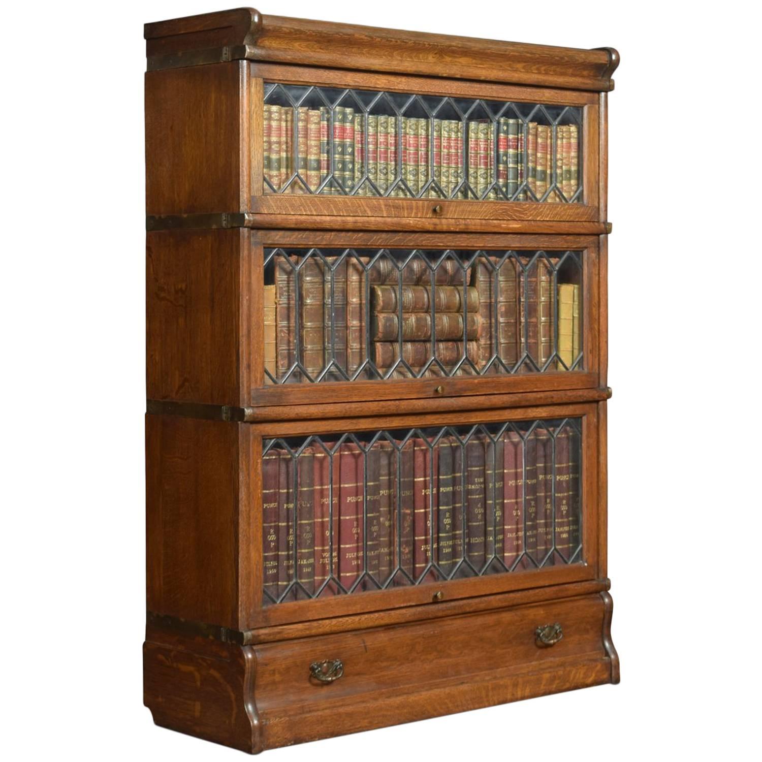Oak Globe Wernicke Three Section Bookcase