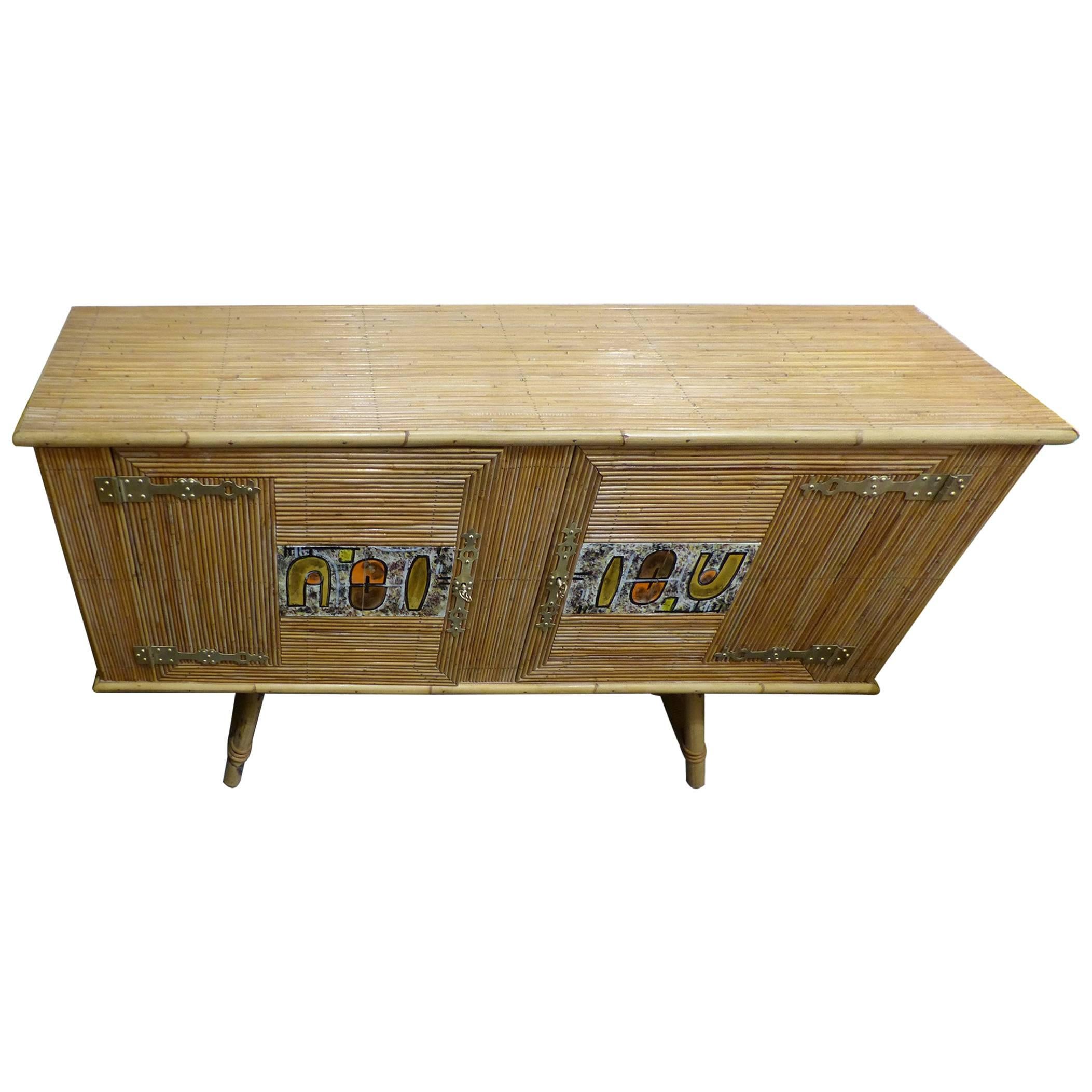 Fantastic Italian Wicker Sideboard, circa 1960