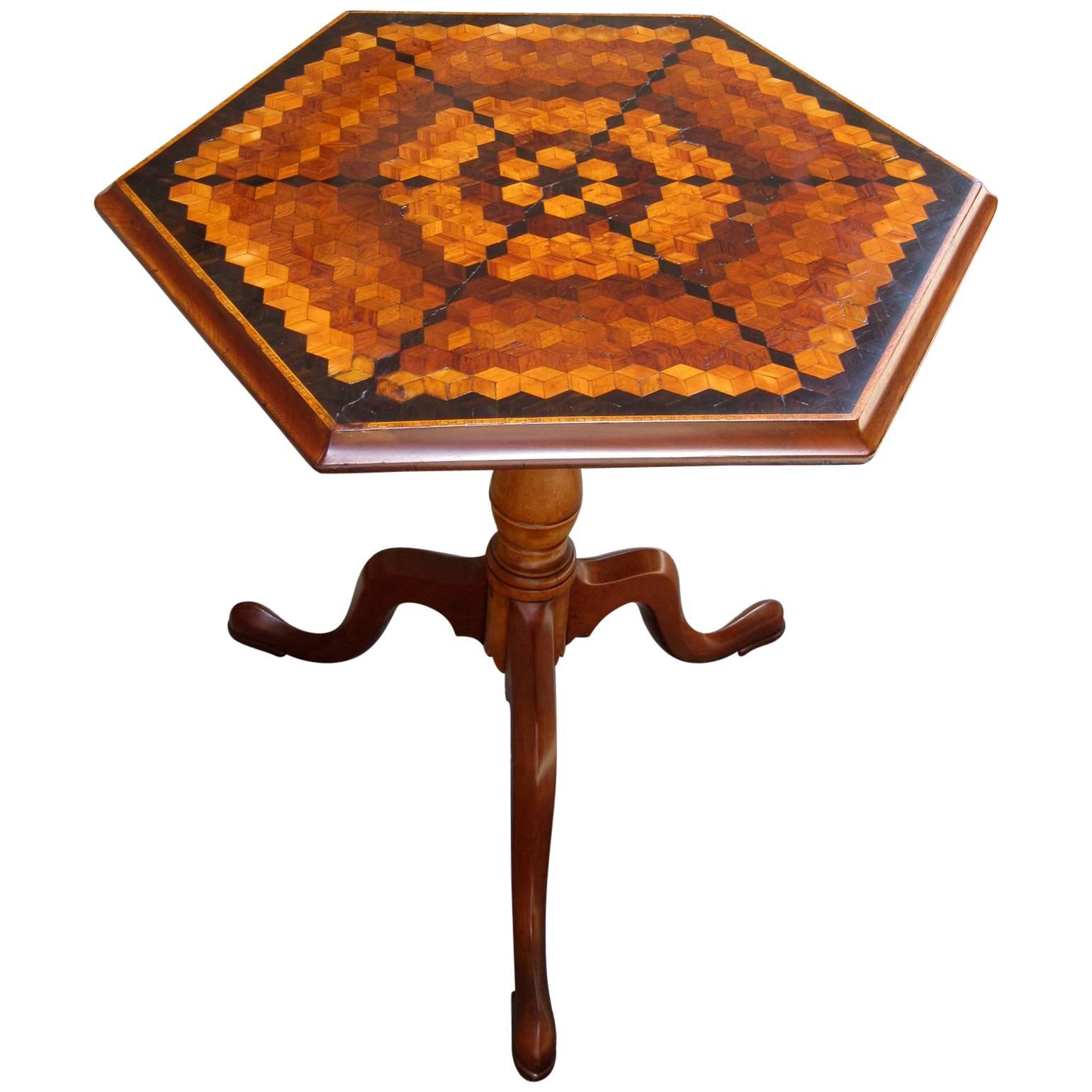 Late 18th Century English Neoclassical Hexagonal Specimen Tilt-Top Table 