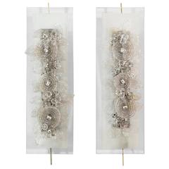Pair of Glass Appliques by Marie Chauvel, France, 1940s