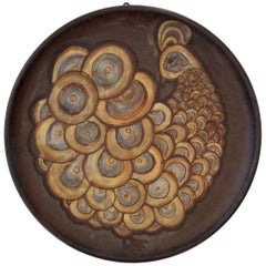 Alexandre Kostanda Peacock Ceramic Dish Vallauris, 1960s