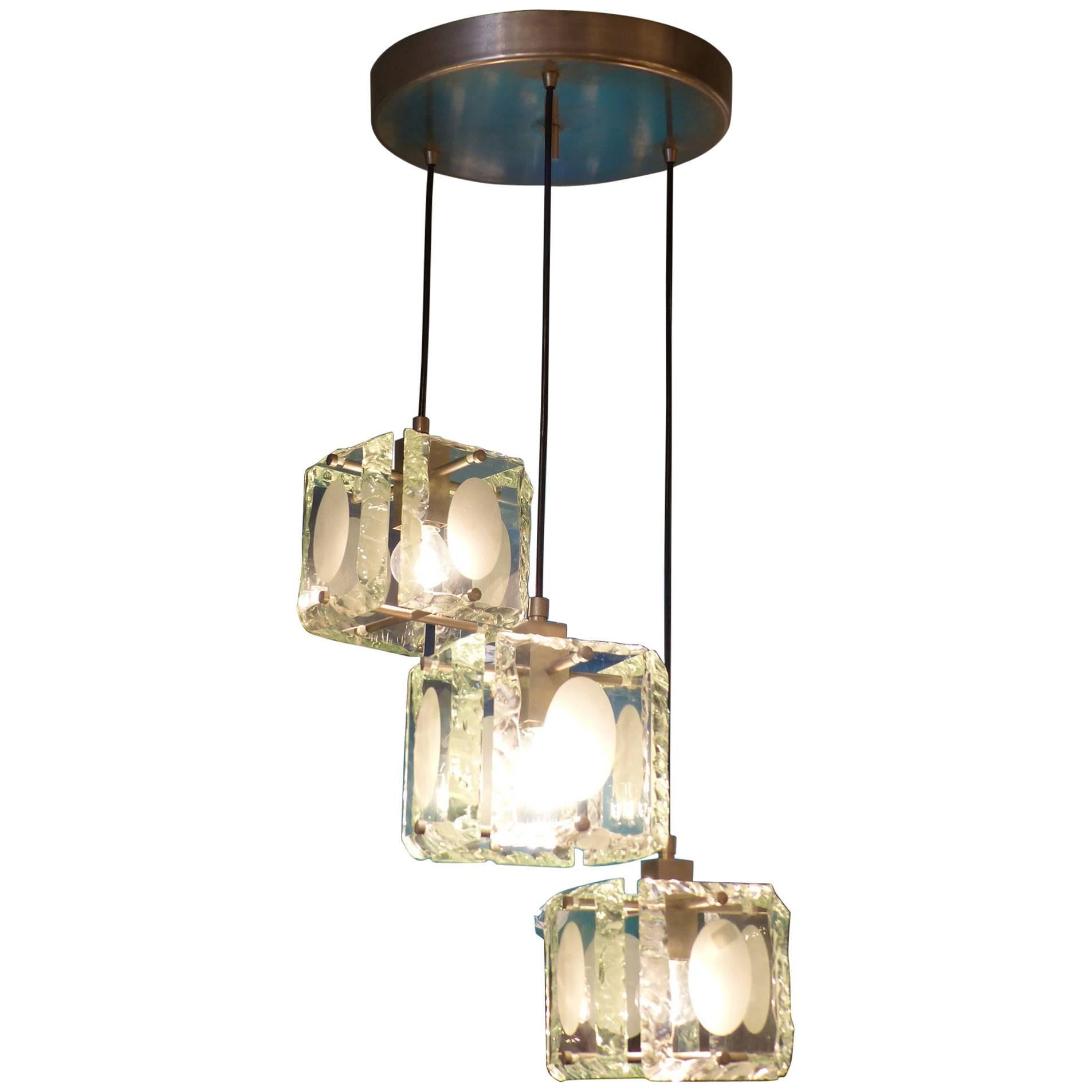Fantastic Max Ingrand Glass Chandelier, circa 1970 For Sale