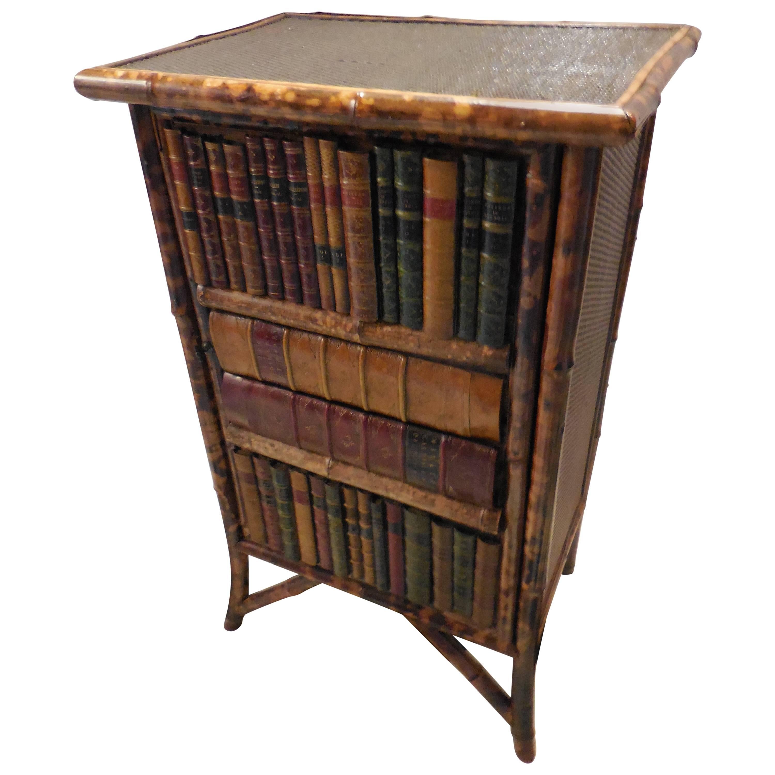 Mid-20th Century Bamboo Library Cabinet For Sale