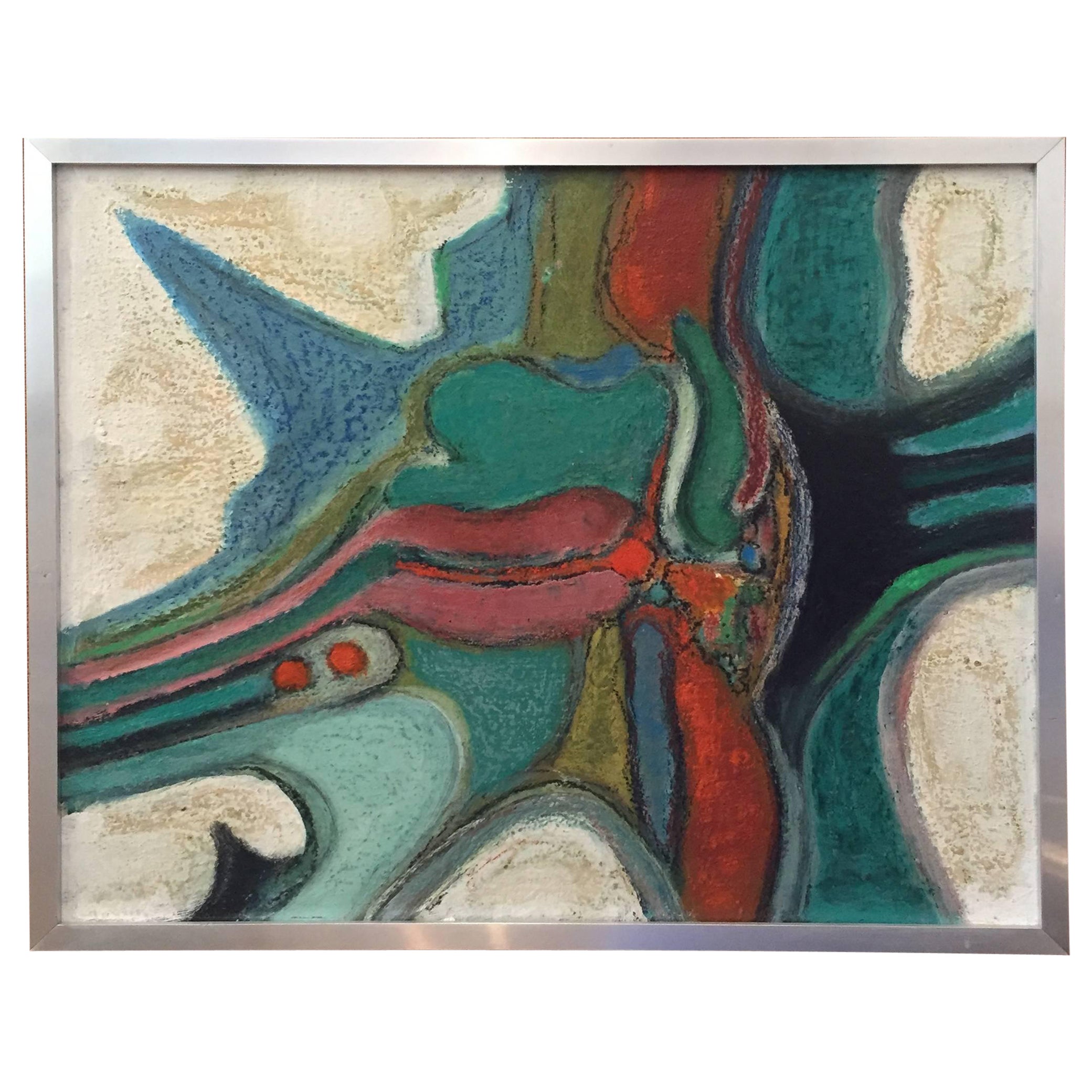 Dipinto a olio astratto francese degli anni '50/'60 n. 3 di una serie di 4 dipinti dalla stessa fonte e dalla stessa mano, Pierre Havret (nato nel 1913).
Questi quattro dipinti a olio risalgono alla fine degli anni Cinquanta e all'inizio degli anni