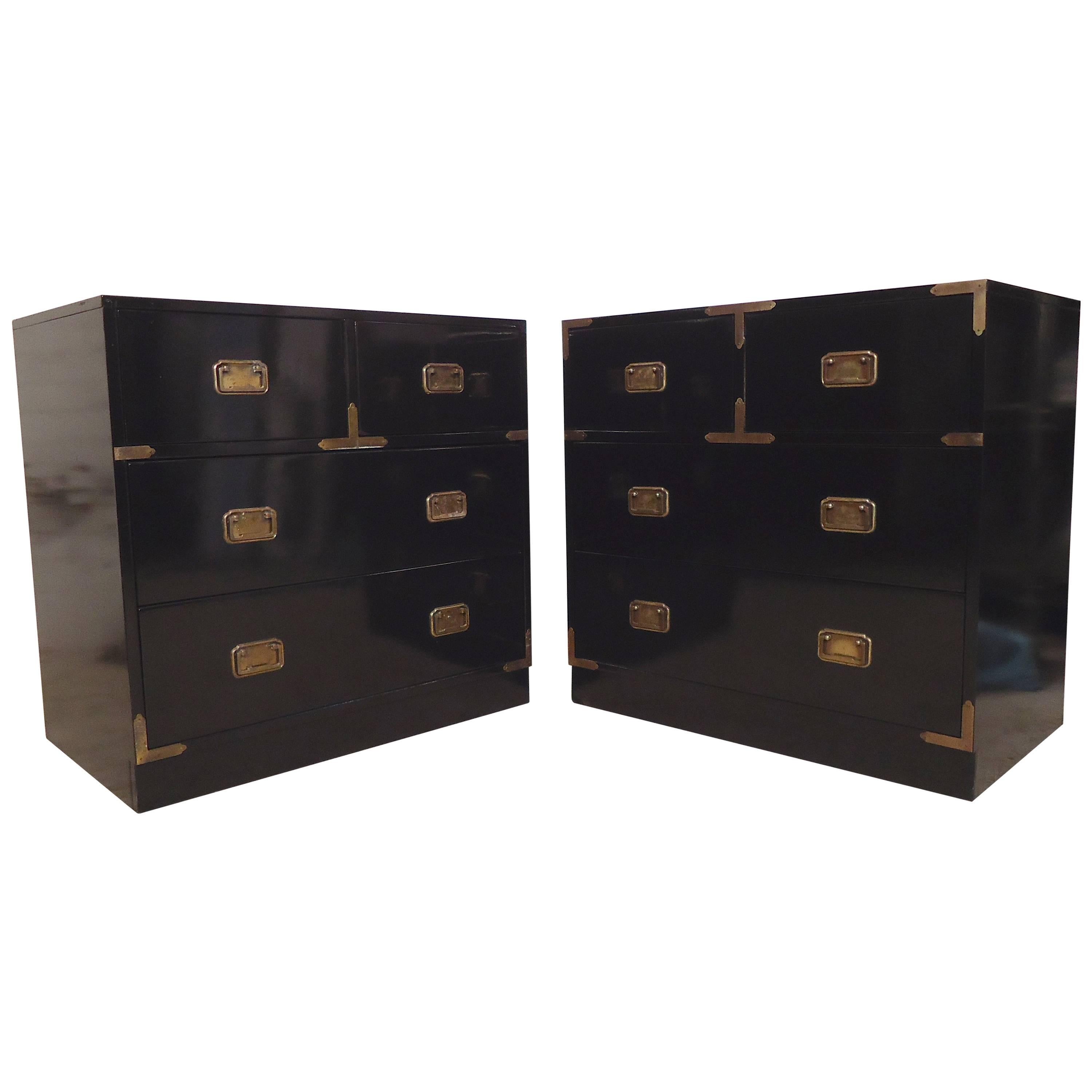 Pair of Vintage Campaign Chests