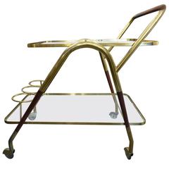 Beautiful Italian Brass and Glass Serving Table, circa 1960 9