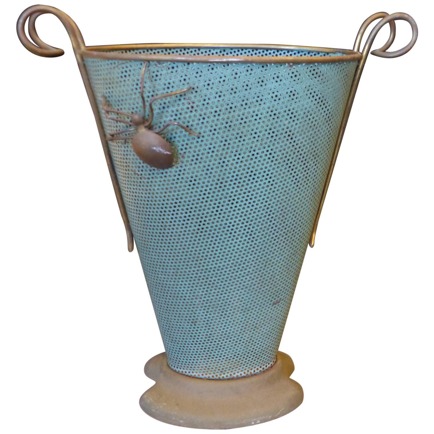 Beautiful Italian Brass Umbrella Stand, circa 1960 For Sale