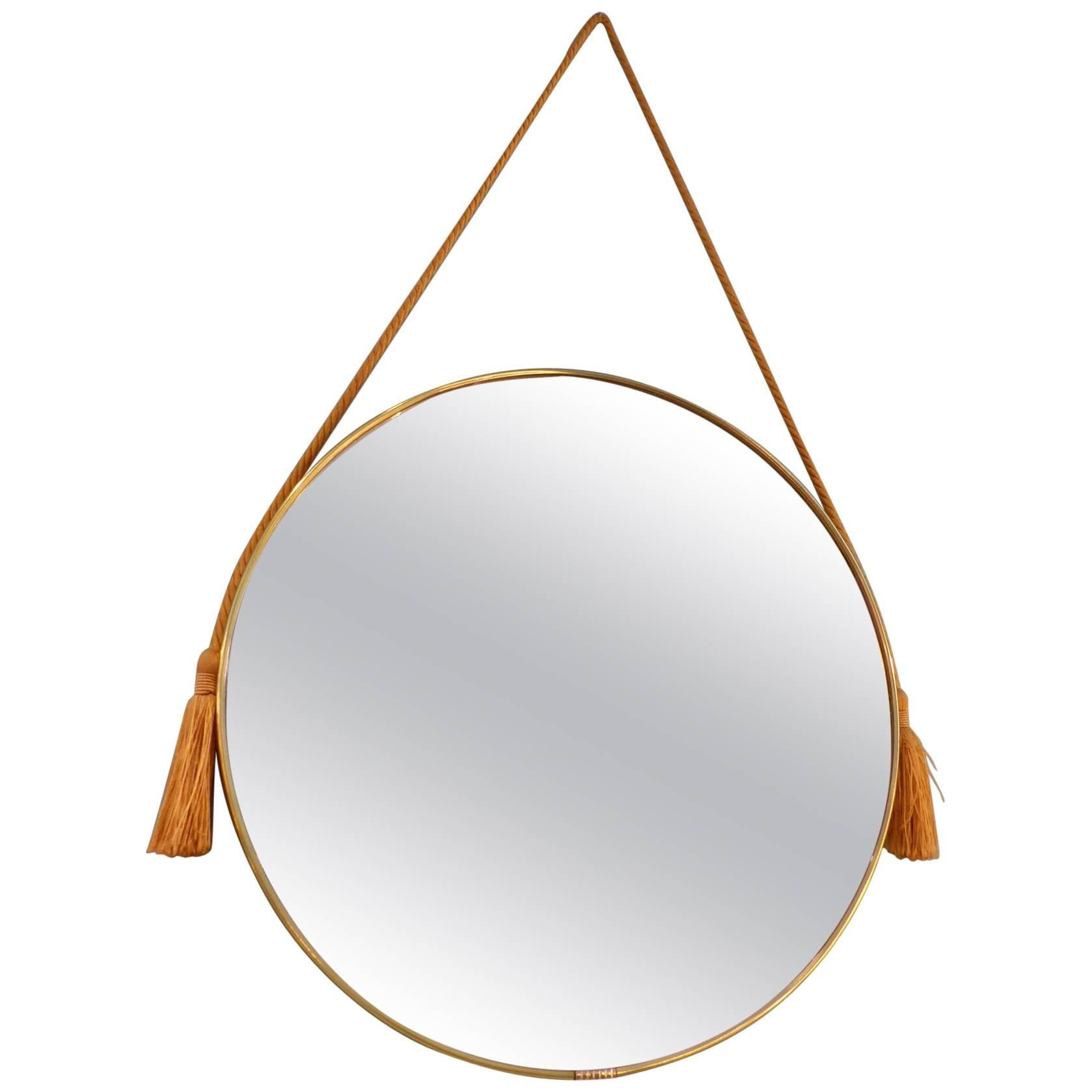 Beautiful Italian Brass and Gold Rope Mirror, circa 1960 For Sale
