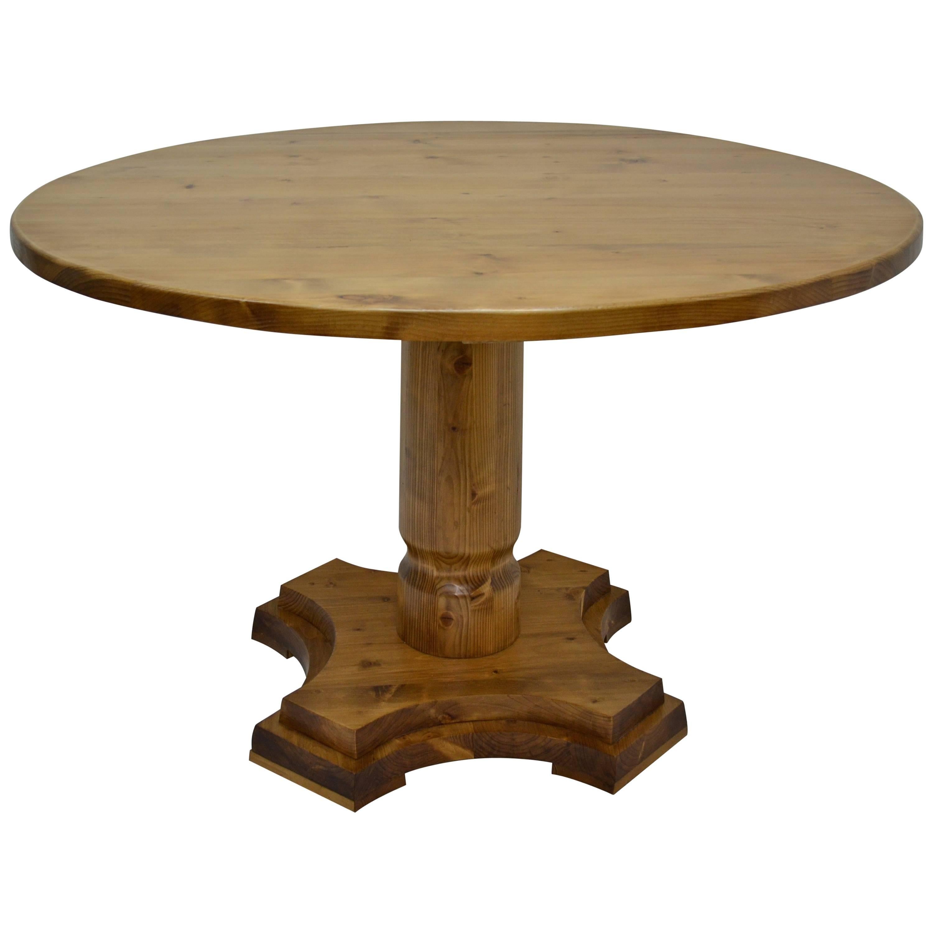 Vintage Pine Pedestal Kitchen Table