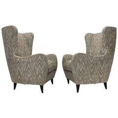 Pair of Italian High Back Lounge Chairs 5