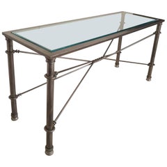 Metal Console Table with Beveled Glass