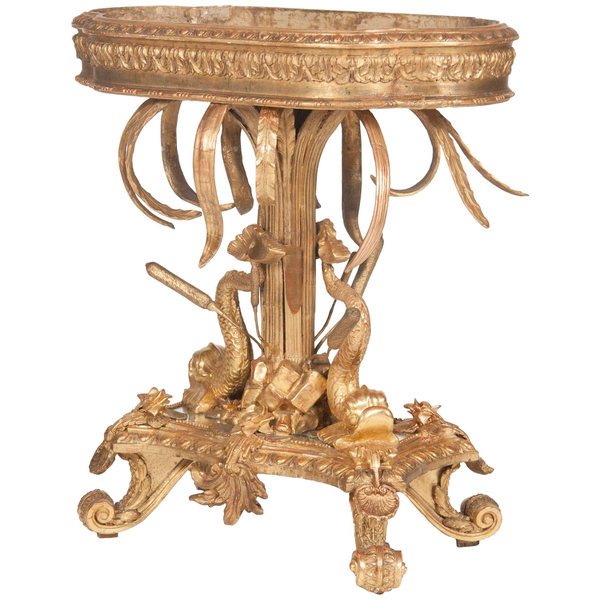 Italian Belle Epoque Gilt Wood Jardiniere with Liner For Sale