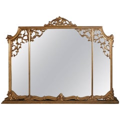 Very Large 19th Century Adams Style Gilt over Mantle Wall Mirror