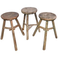 Three Vintage Asian Wood Stools, Sold Singly 7