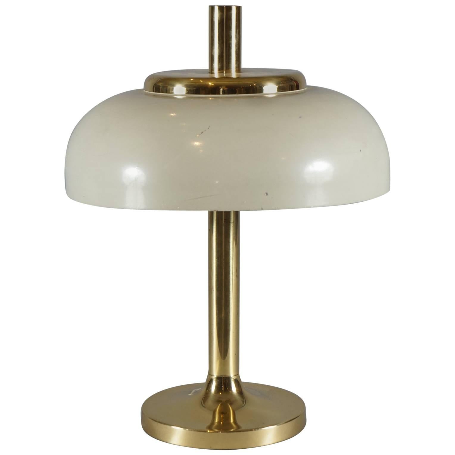 Brass Hildebrand Lamp with Cream Shade For Sale