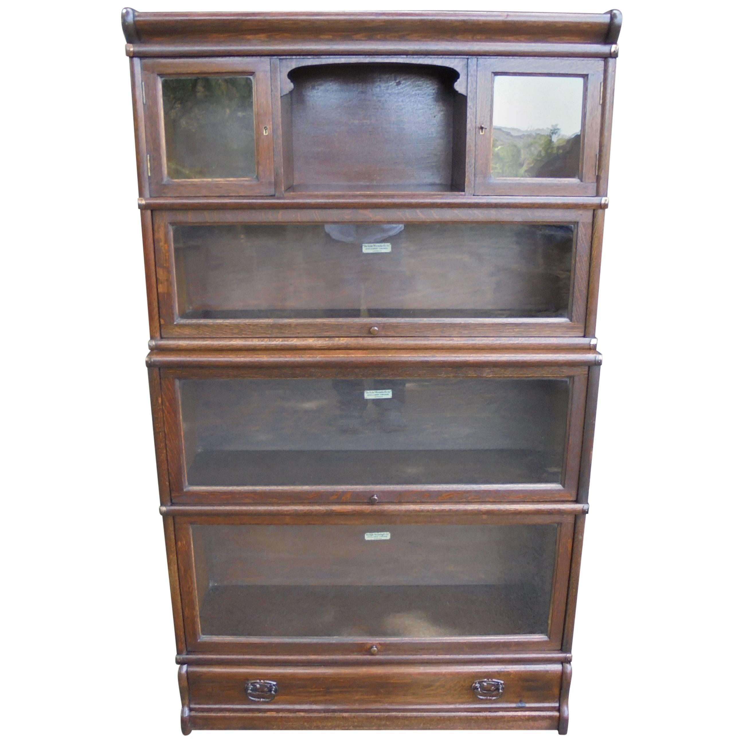 Antique Oak Globewernicke Stacking Library Bookcase For Sale