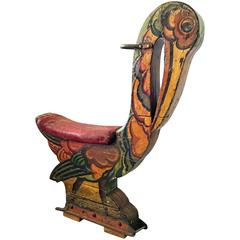 Whimsical 1920s English Carnival Ride Painted Bird