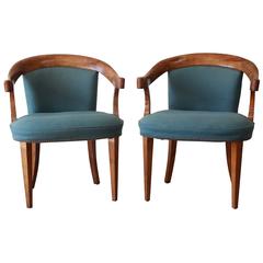 Baker Furniture Vintage Tiger Maple Library Chairs
