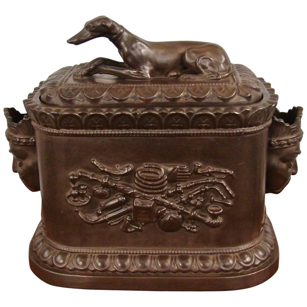 Rare Regency Opium Humidor with Whippet Finial by Robinson and Wood