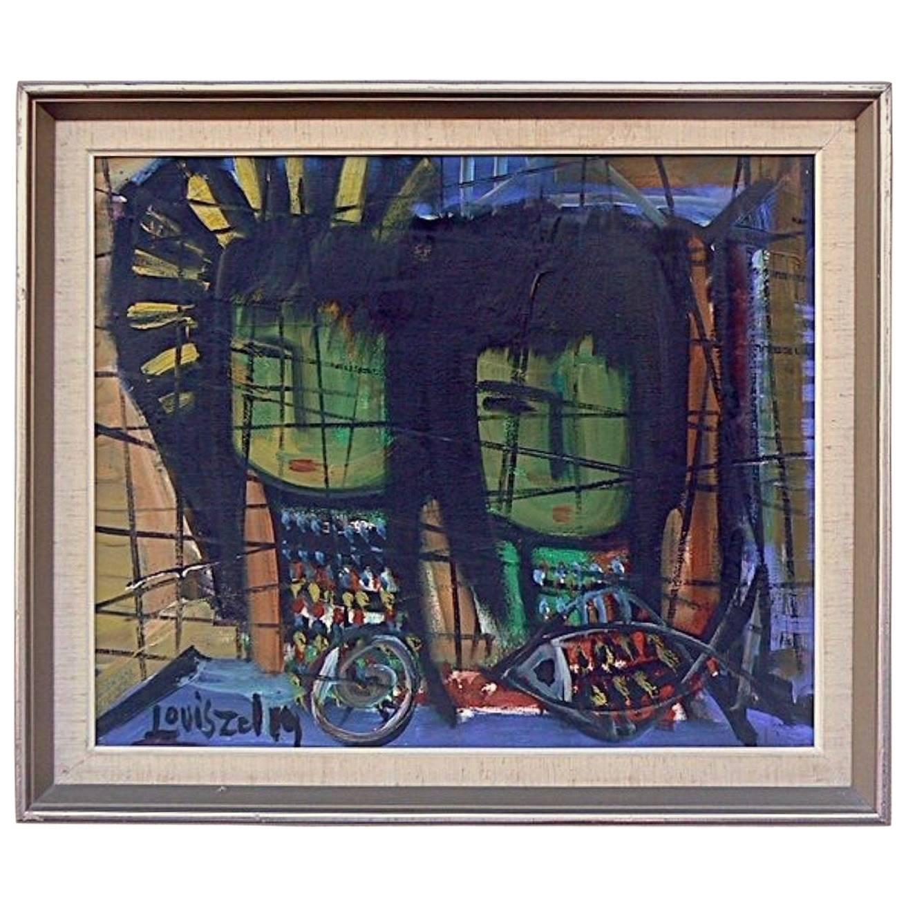 Mid-Century Modern Painting, by Artist Louis Zelig For Sale