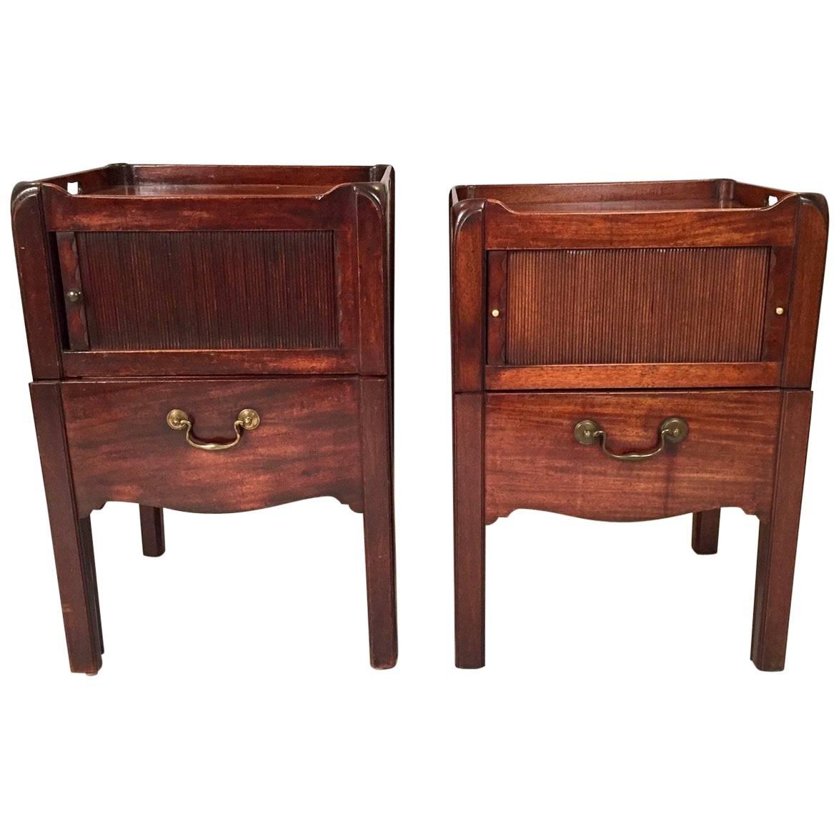 Matched Pair of Georgian Mahogany Bedside Commodes