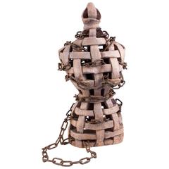 Terracotta and Chain Bust Sculpture by Italian Artist Giovanni Ginestroni