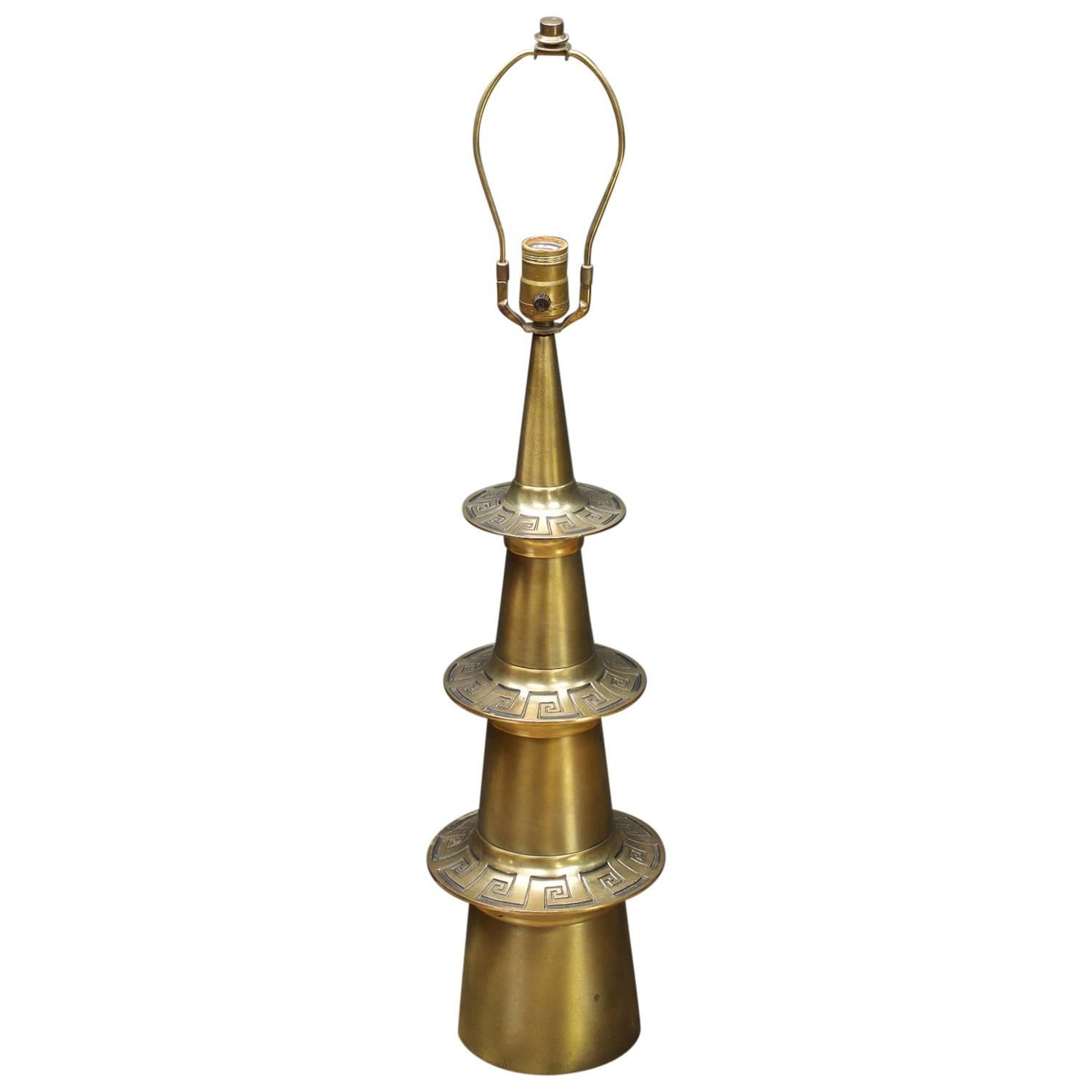 Vintage 1950s Mid-Century Brass Japanese Pagoda Lamp by Westwood Industries  For Sale