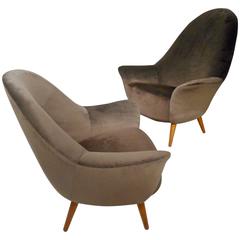 1950s High Back Armchairs by Arne Vodder