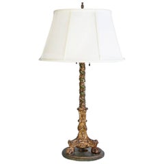 Antique Three-Footed Italian Lamp with Shade