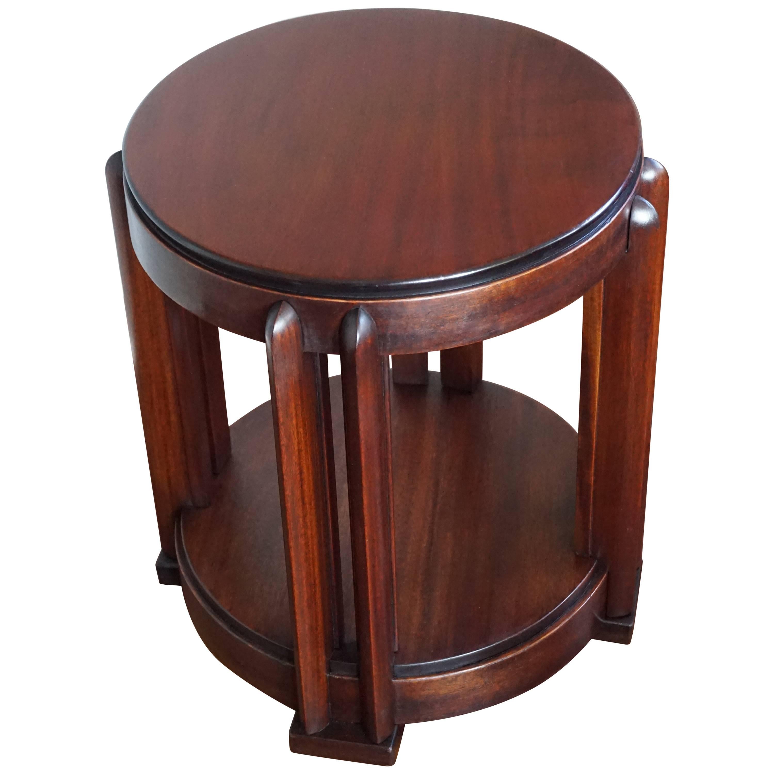 Stunning Mahogany Amsterdam School Occasional Table Attributed to Hildo Krop