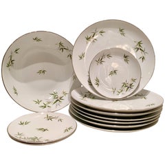 Retro 20th Century Japanese Porcelain & Platinum Dinnerware By, Wentworth-S/11