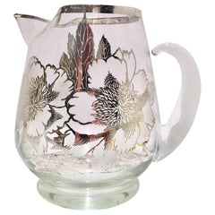 20th Century Dorothy Thorpe Sterling Silver Overlay Floral Pitcher