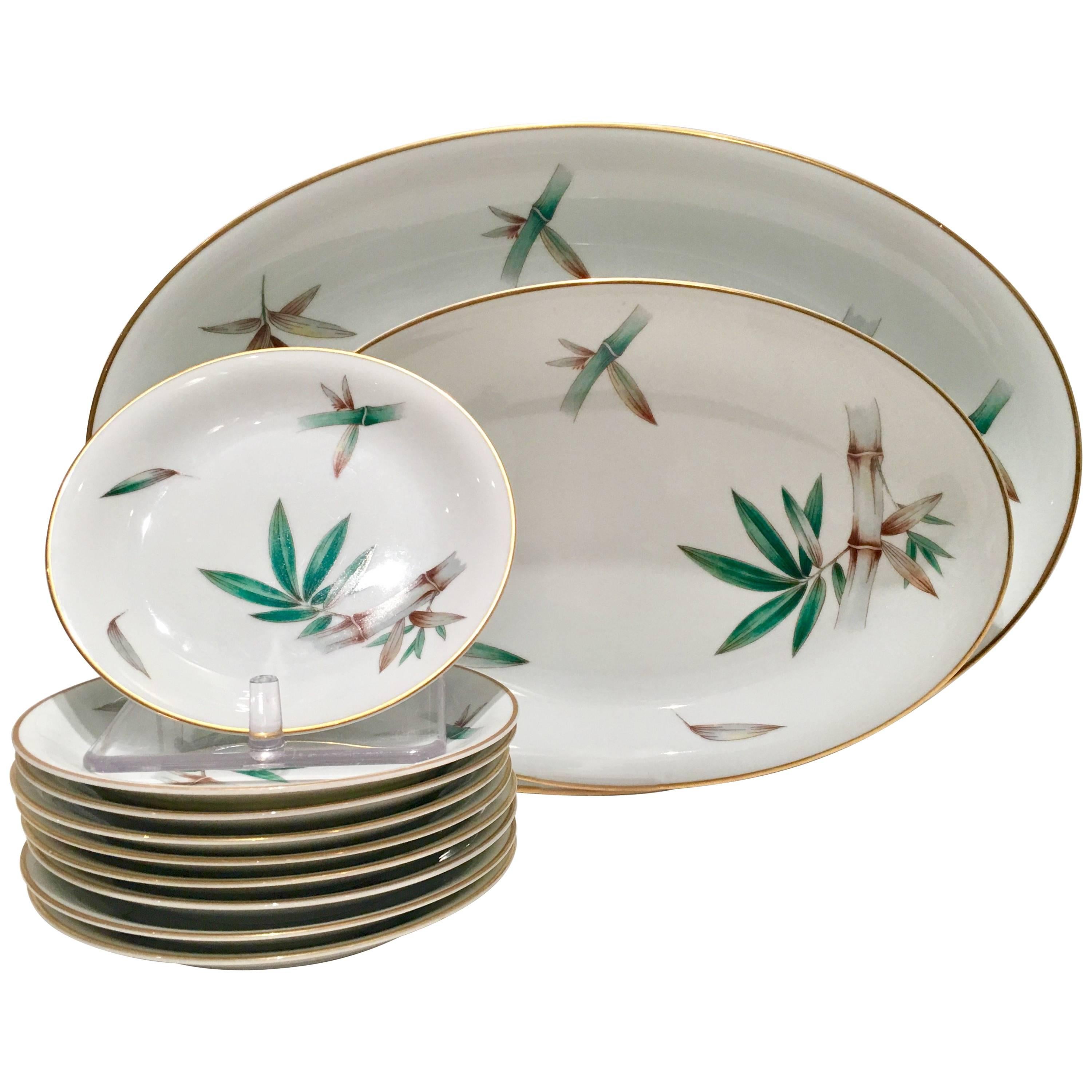 Mid-Century Japanese Porcelain Dinnerware "Canton" By, Noritake S/14