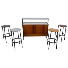 1960s Bar with Four Bar Stools from Germany
