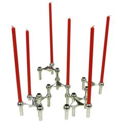 S22 Candlestick Holders with Table Candles from Fritz Nagel, Germany, 1960s