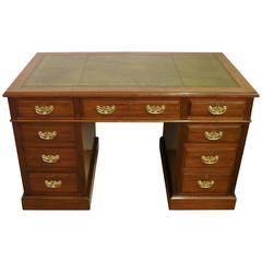 Victorian Mahogany Pedestal Writing Desk by Maples & Co