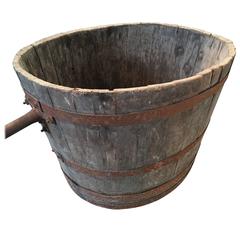 Large French Wooden Grape Picker's Bucket or Planter