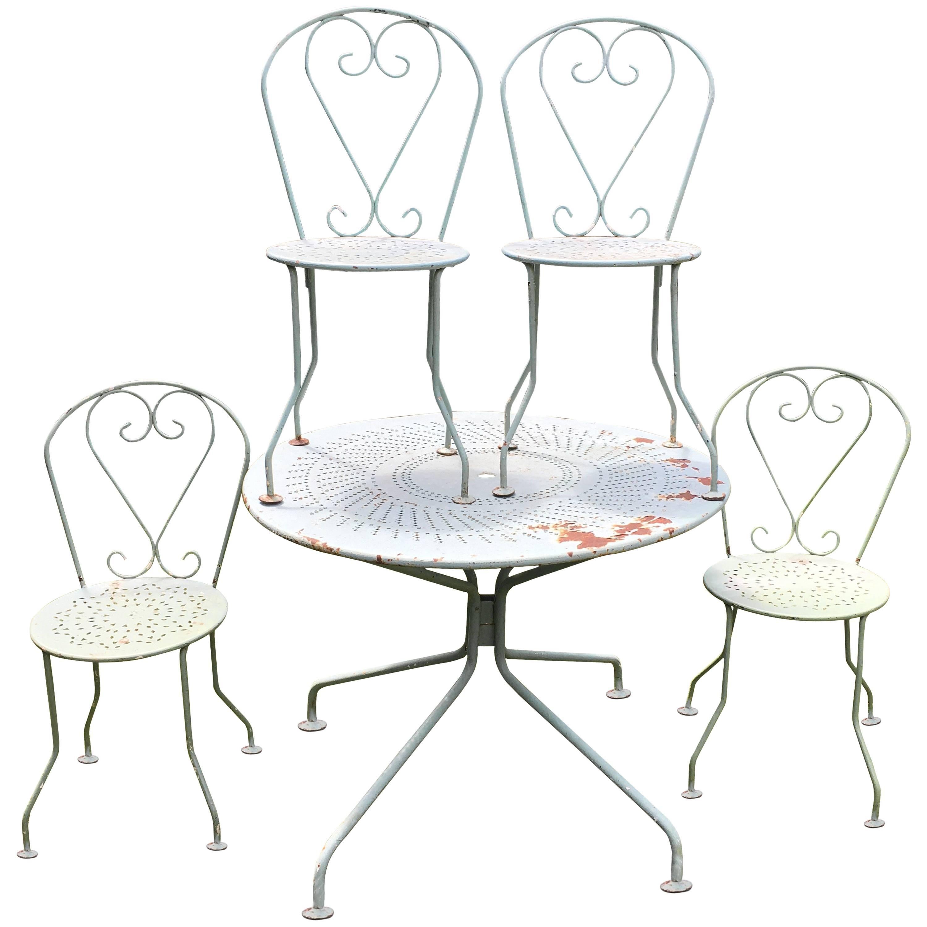 View of French Wrought Iron Garden Dining Set for Four at 1stDibs