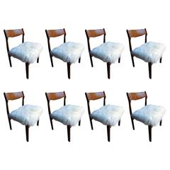 Beautiful Set of Eight Reupholstered Danish Chairs, circa 1960