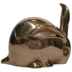 Retro Art Deco Bronze Sculpture Rabbit by Eduard Marcel Sandoz, Susse Freres, 1920